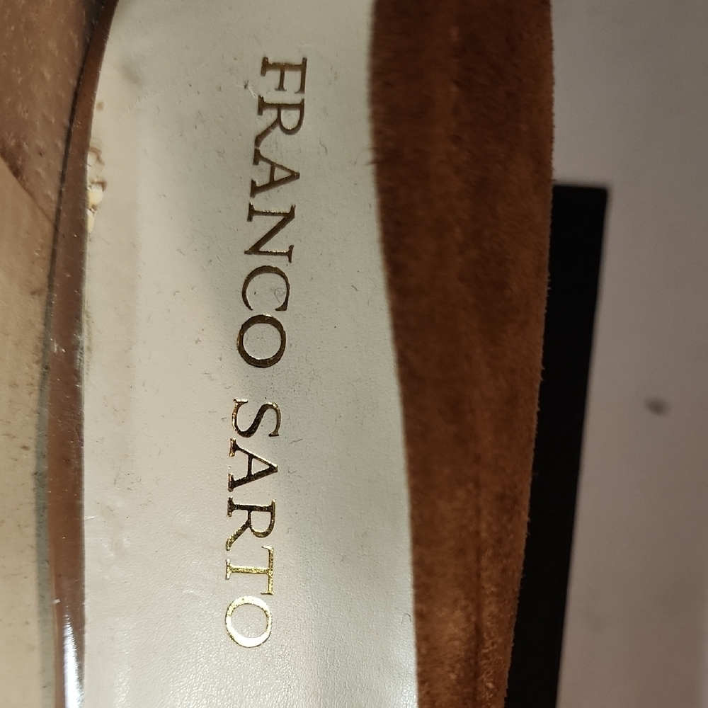 Franco Sarto Desert Camel Suede Zinc Embellished Suede Wedges In 8.5 - Picture 2 of 7